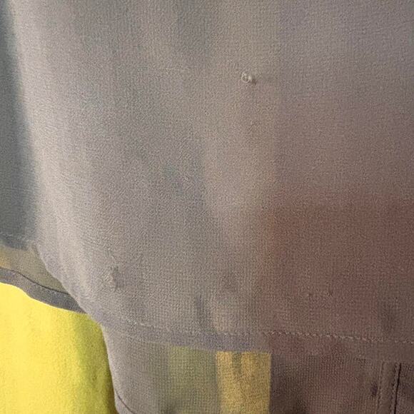 Banana Republic Grey Sheer Tank Dainty Button Details Tie Collar - Picture 5 of 6